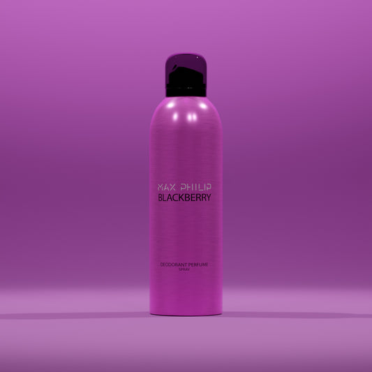 Max Philip Blackberry Deodorant Perfume Spray bottle with elegant deep purple tones