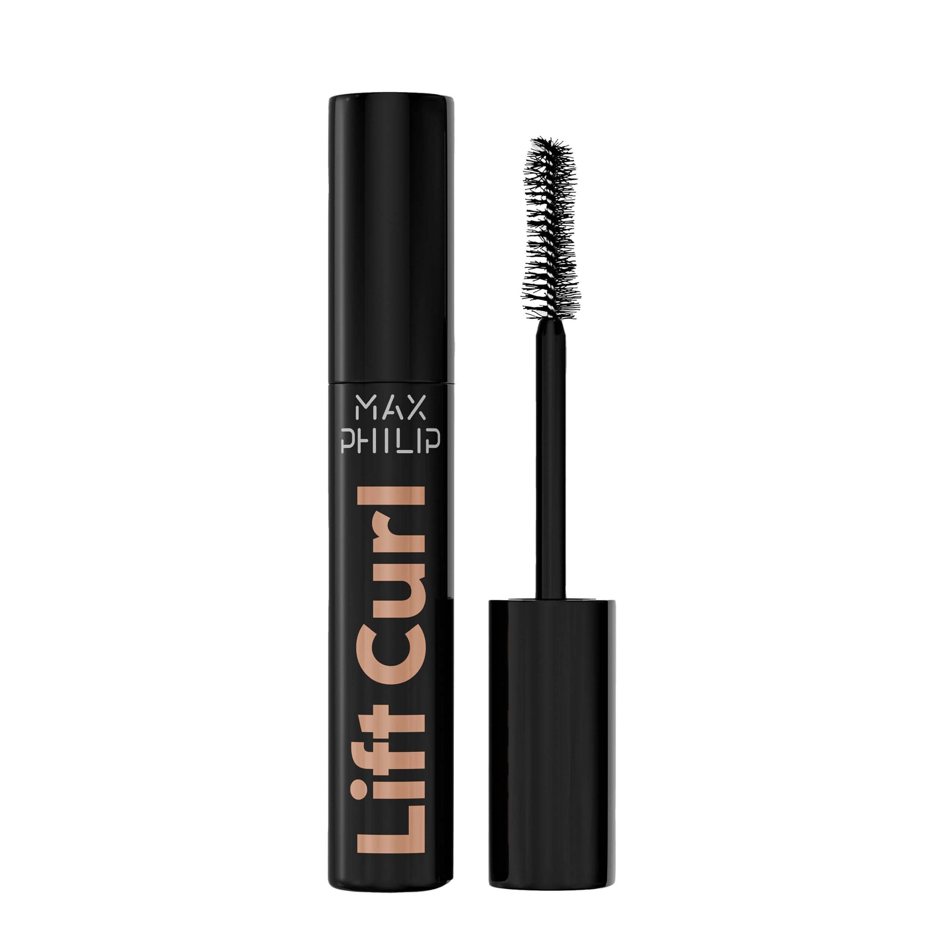 Lift & Curl Mascara on curved brush with wavy fibers – volumizing & defining lashes